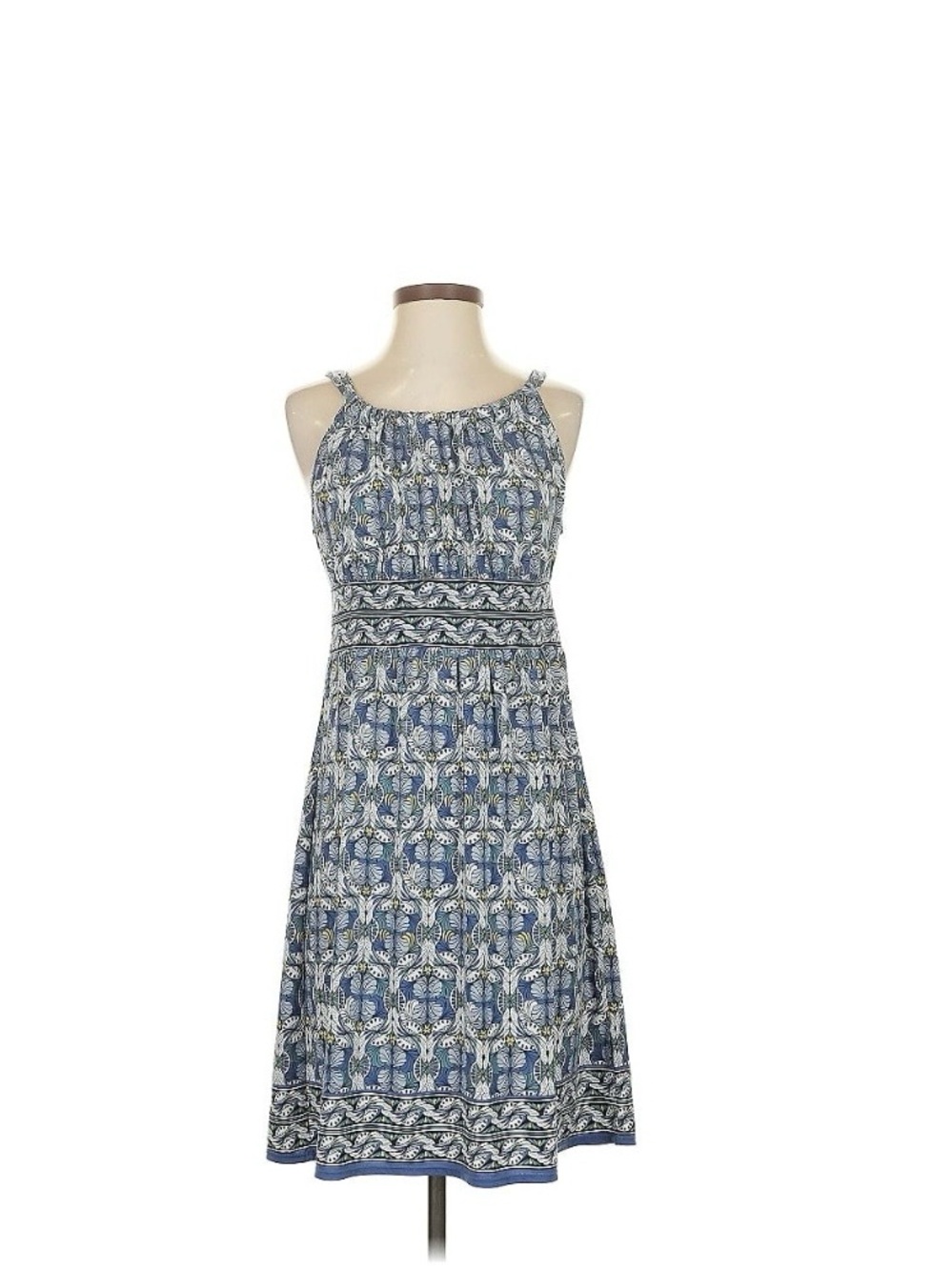 Max Studio Blue and White Printed Halter Sundress